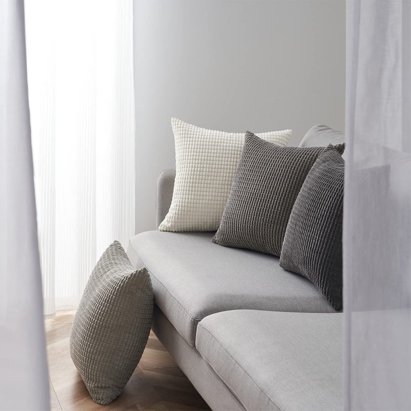 Topfinel Neutral Room Decor Throw Pillows Covers-Multi Gray Combo 20"" x 20"" Set of 4-Corduroy Modern Grey Living Room Decorative Cushion Case Euro Shams - Image 4